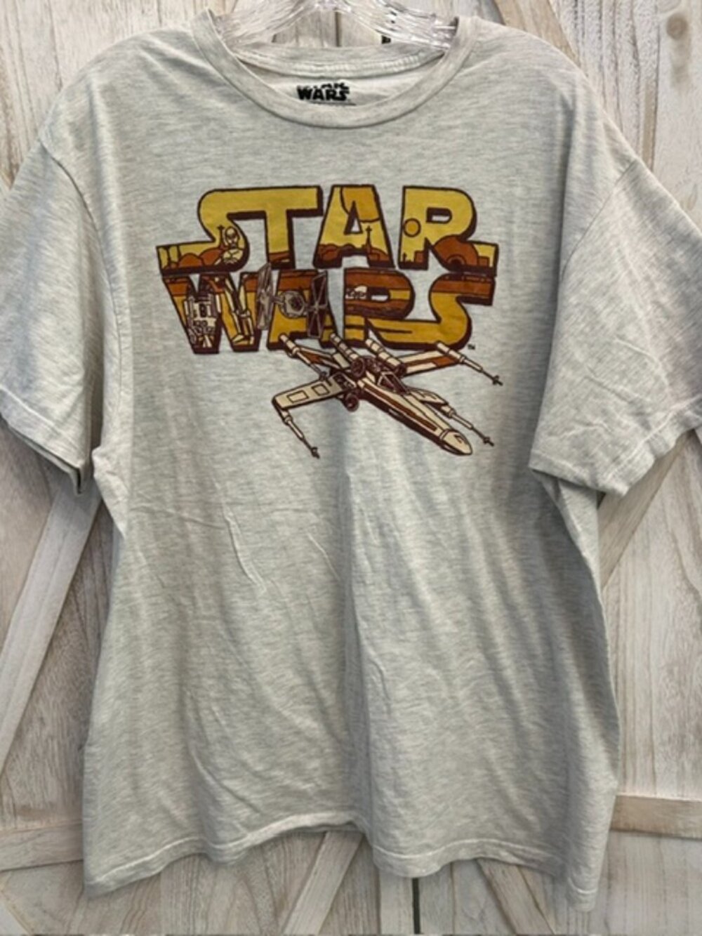 Star Wars X-Wing Fighter Graphic T-Shirt Mens XL Gray Retro Sci-Fi Lucasfilm Tee